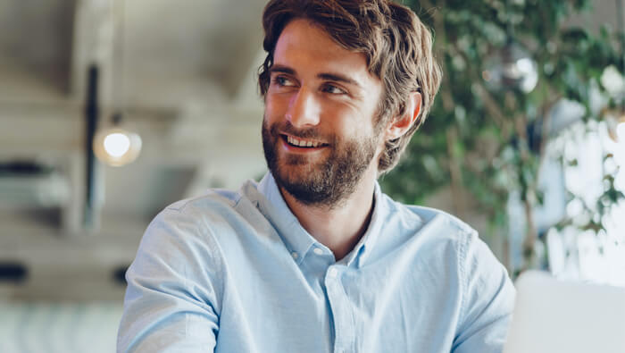ETF investor smiling